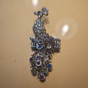 Dazzling Silver Peacock Ring with Multicolor Gems, UNIQUE & FUN! O/S